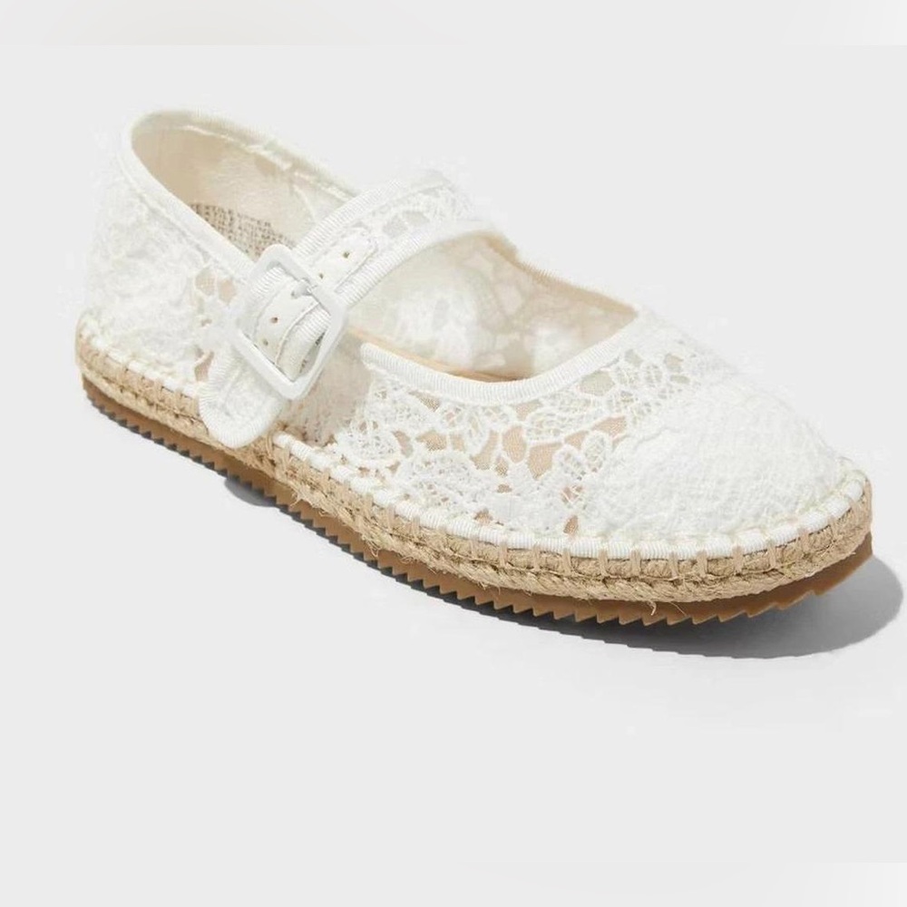 Art Class - Girl’s Madeline Lace Espadrille Mary Jane Flats